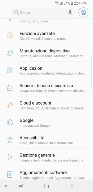 Scorri e seleziona Scherm. blocco e sicurezza