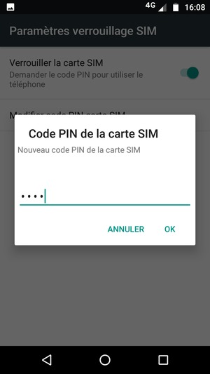 Saisissez votre Nouveau code PIN de la carte SIM et sélectionnez OK