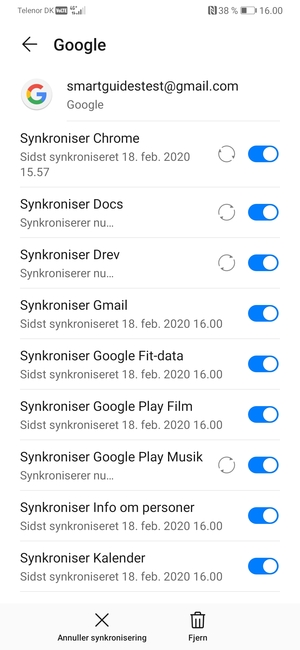 Dine oplysninger vil blive synkroniseret