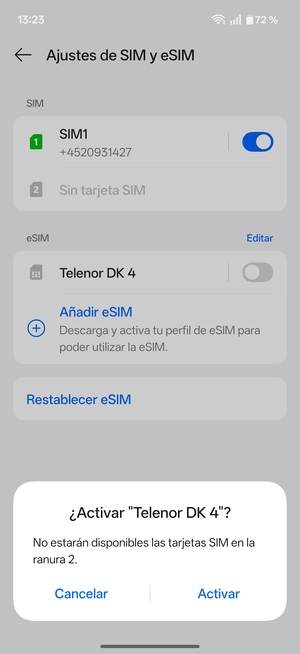 Seleccione Activar