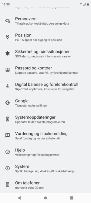 Bla til og velg Systemoppdateringer