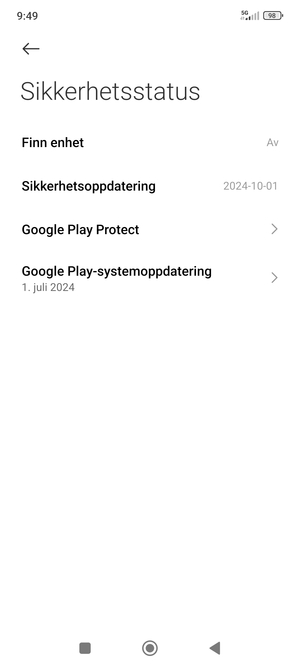 Velg Google Play-systemoppdatering