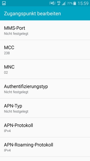Scrollen Sie nach unten und geben Sie MMS-Informationen ein