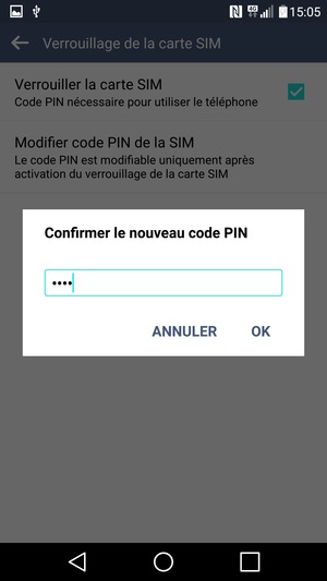 Veuillez confirmer votre nouveau code PIN de la carte SIM et sélectionner OK
