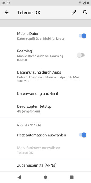 Scrollen Sie und wählen Sie Zugangspunkte (APNs)