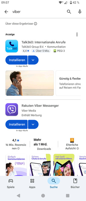 Wählen Sie die App