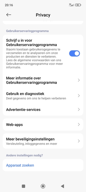 Scroll naar en selecteer Meer beveiligingsinstellingen