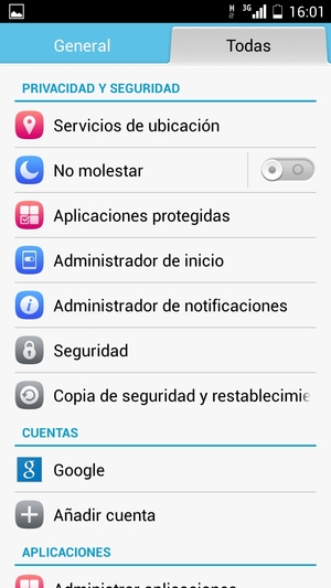 Desplácese y seleccione Seguridad
