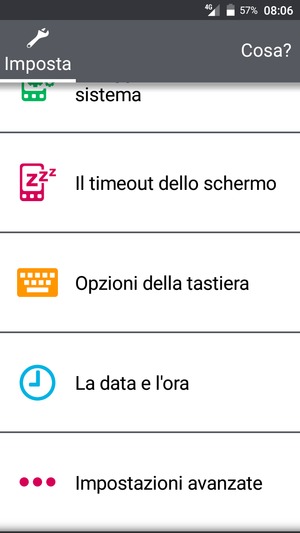 Scorri e seleziona Impostazioni avanzate