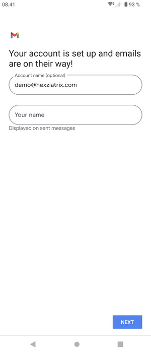 Give your account a name and enter your name. Select NEXT