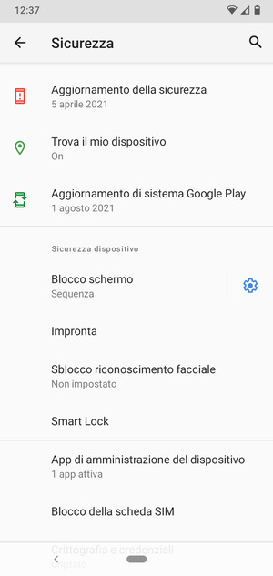 Seleziona Blocco della scheda SIM