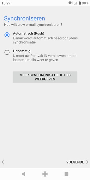 Selecteer uw voorkeursoptie en selecteer VOLGENDE