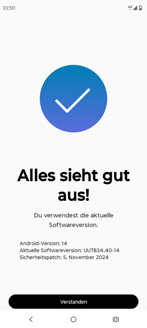 Falls Ihr Handy aktualisiert ist, wählen Sie Verstanden