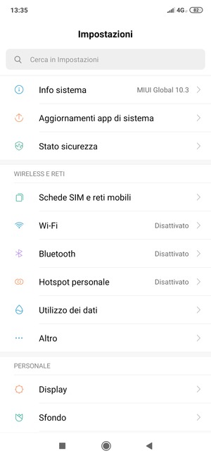 Seleziona Schede SIM e reti mobili