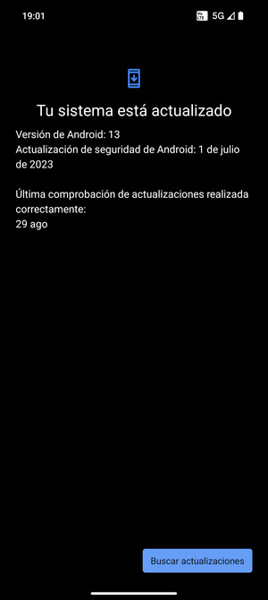Si su teléfono está actualizado, verá la siguiente pantalla