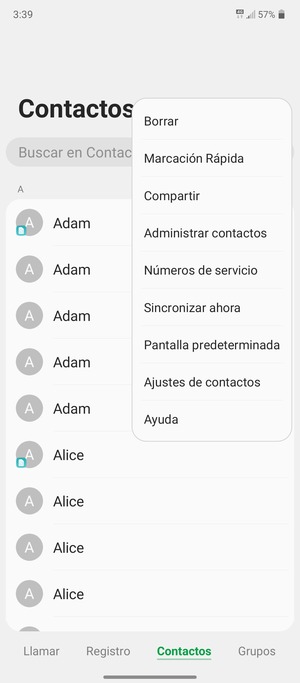 Seleccione Administrar contactos