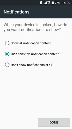 Select your preferred option and select DONE
