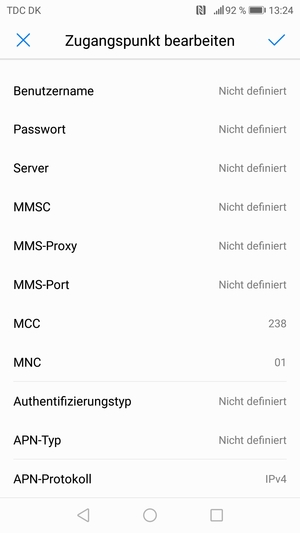 Scrollen Sie nach unten und geben Sie Internetinformationen ein