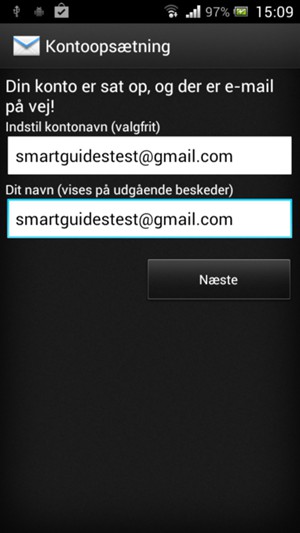 Giv din konto et navn og indtast dit navn. Vælg Næste