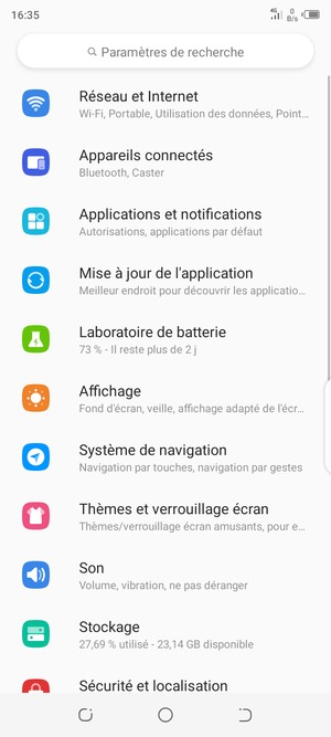 Sélectionnez Réseau et Internet
