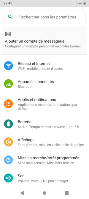 Sélectionnez Réseau et Internet