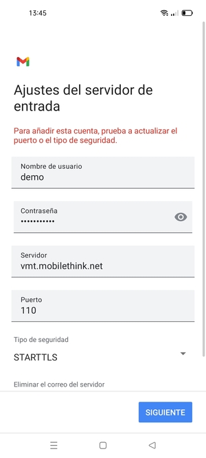 Seleccione Tipo de seguridad