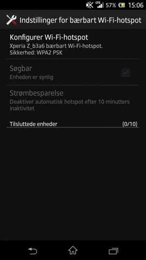 Vælg Konfigurer Wi-Fi-hotspot