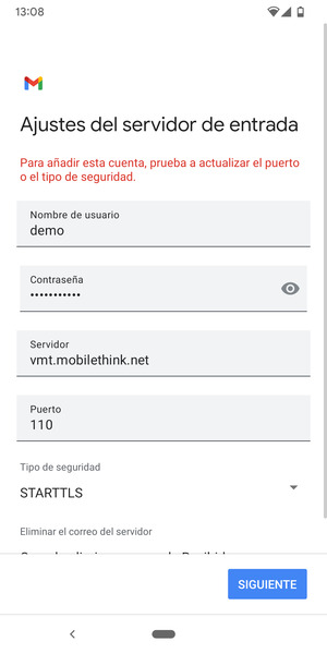 Seleccione Tipo de seguridad
