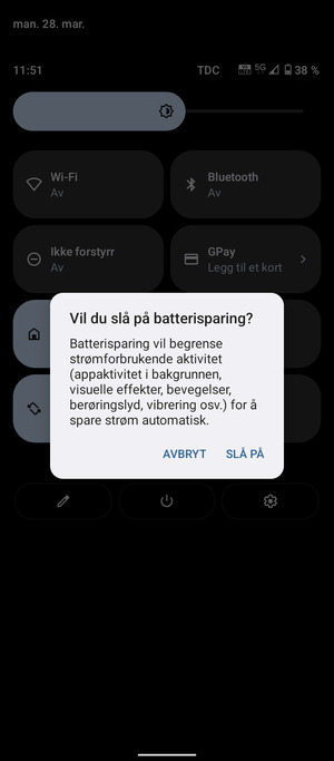 Velg SLÅ PÅ