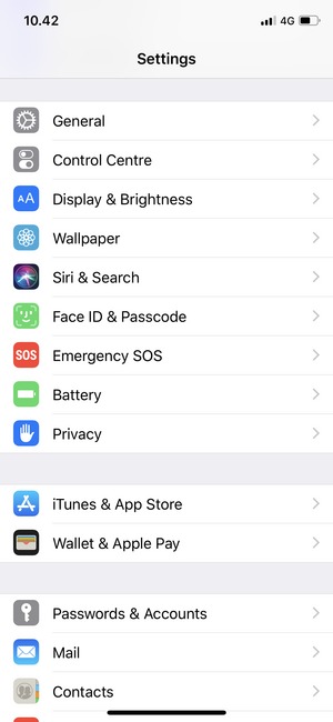 Return to the Settings menu  and select Battery