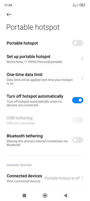 Select Set up portable hotspot
