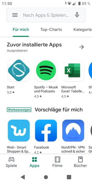 Wählen Sie die Suchleiste