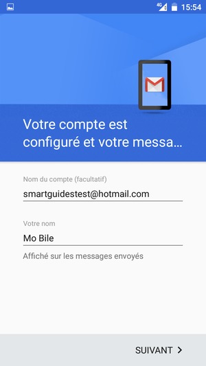 Donnez un nom à votre compte et saisissez votre nom. Sélectionnez SUIVANT