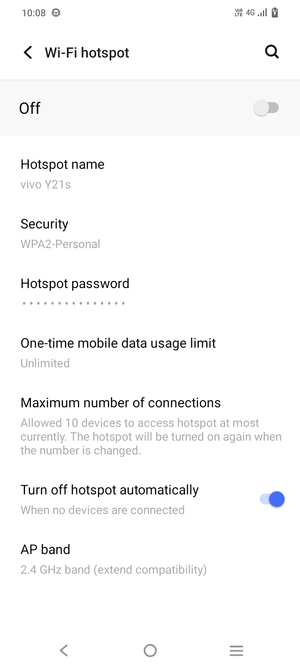 Select Hotspot password