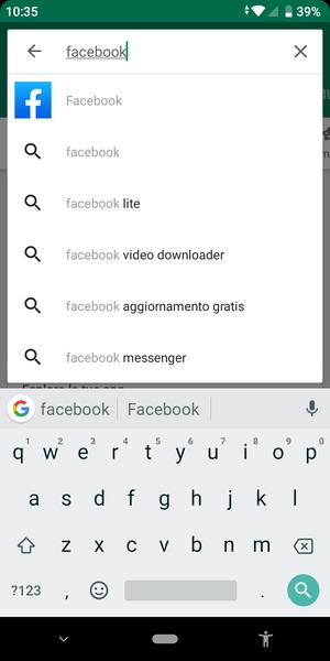 Inserisci il nome dell'app e seleziona Ricerca
