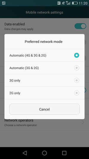 Select 2G only to enable 2G