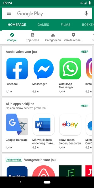 Selecteer de zoekbalk