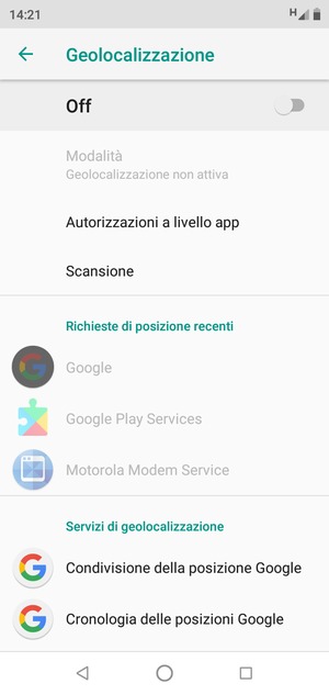 Disattiva Geolocalizzazione