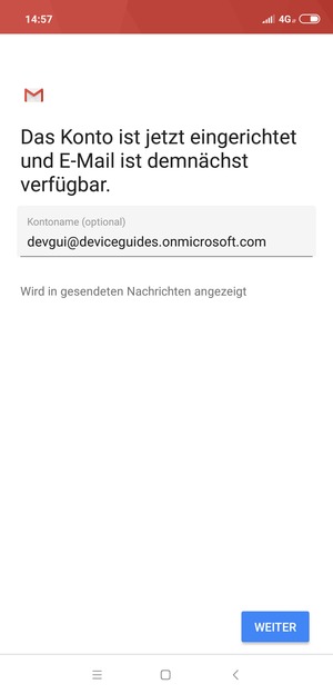 Geben Sie Ihrem Konto einen Namen und wählen Sie WEITER