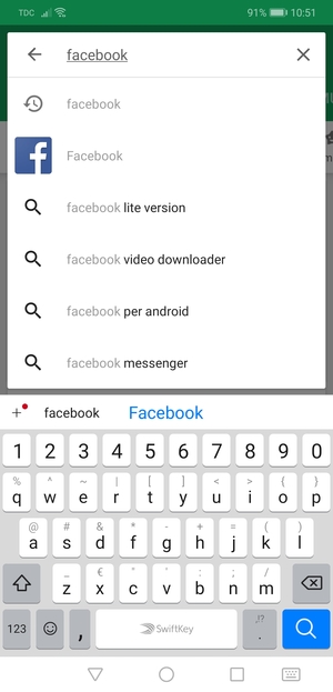 Inserisci il nome dell'app e seleziona Cerca