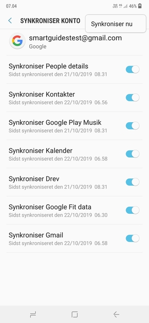 Vælg Synkroniser nu