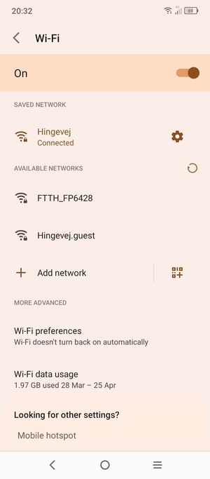 You are now connected to the Wi-Fi network