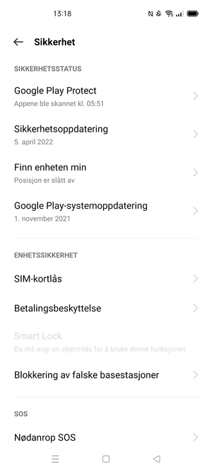 Velg  SIM-kortlås