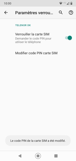 Votre :code PIN de la carte SIM:: a été modifié