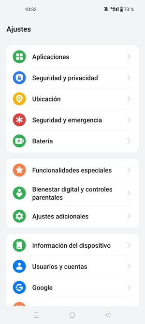 Desplácese y seleccione Seguridad y privacidad