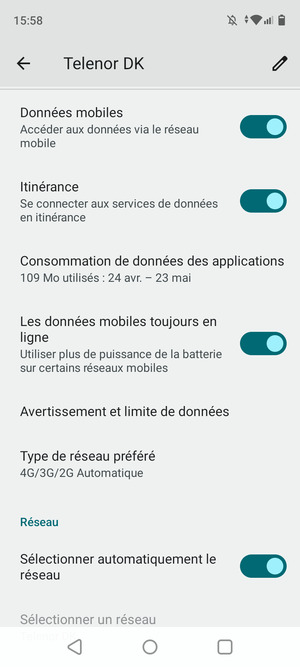 Activer ou désactiver Itinérance