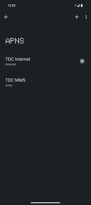 Select the Internet access point