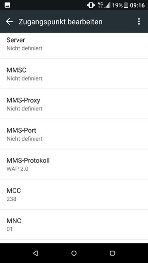Scrollen Sie nach unten und geben Sie MMS-Informationen ein
