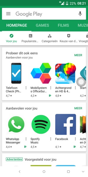 Selecteer de zoekbalk