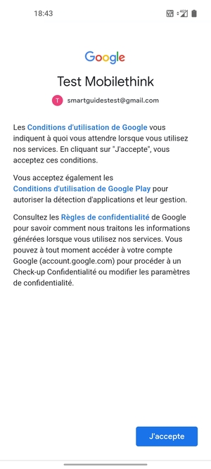Sélectionnez J'accepte